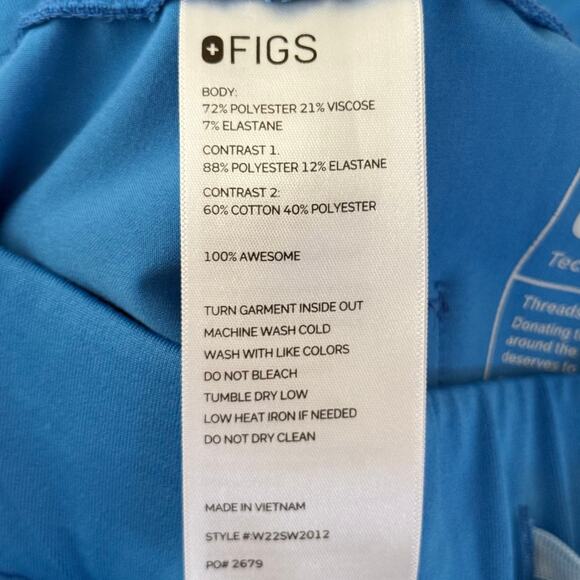 Women's FIGS Zamora High Waisted Jogger Scrub Pants in Blue w/Tie Waist Band-XXS - Picture 4 of 5